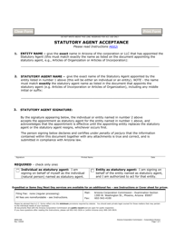 Document preview: Form M002 Statutory Agent Acceptance - Arizona