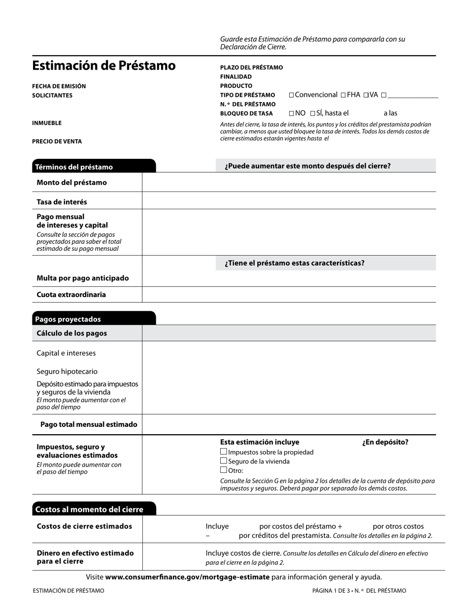 Formulario H-28(A) Mortgage Loan Transaction Loan Estimate (Spanish), Page 2