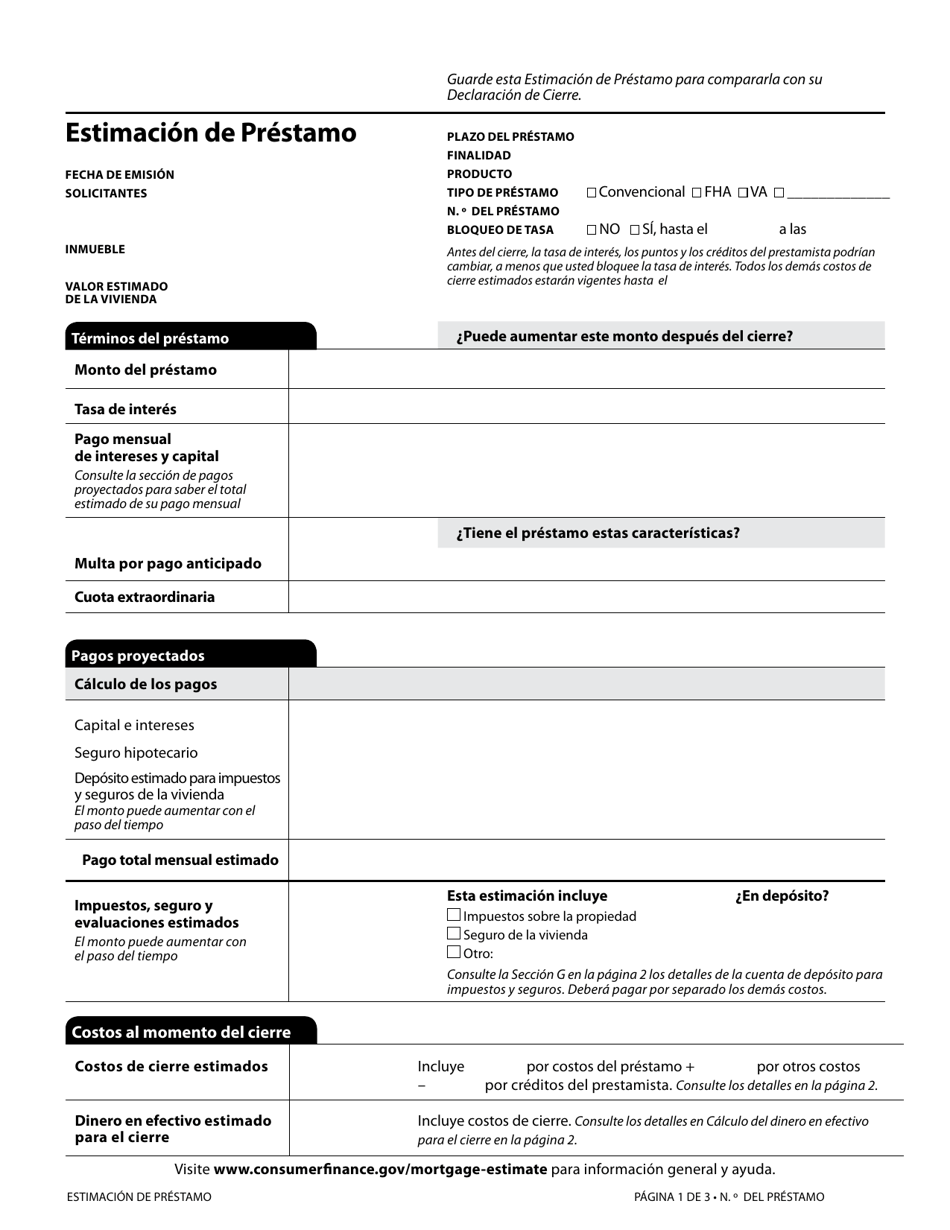 Formulario H-28(A) Mortgage Loan Transaction Loan Estimate (Spanish), Page 3