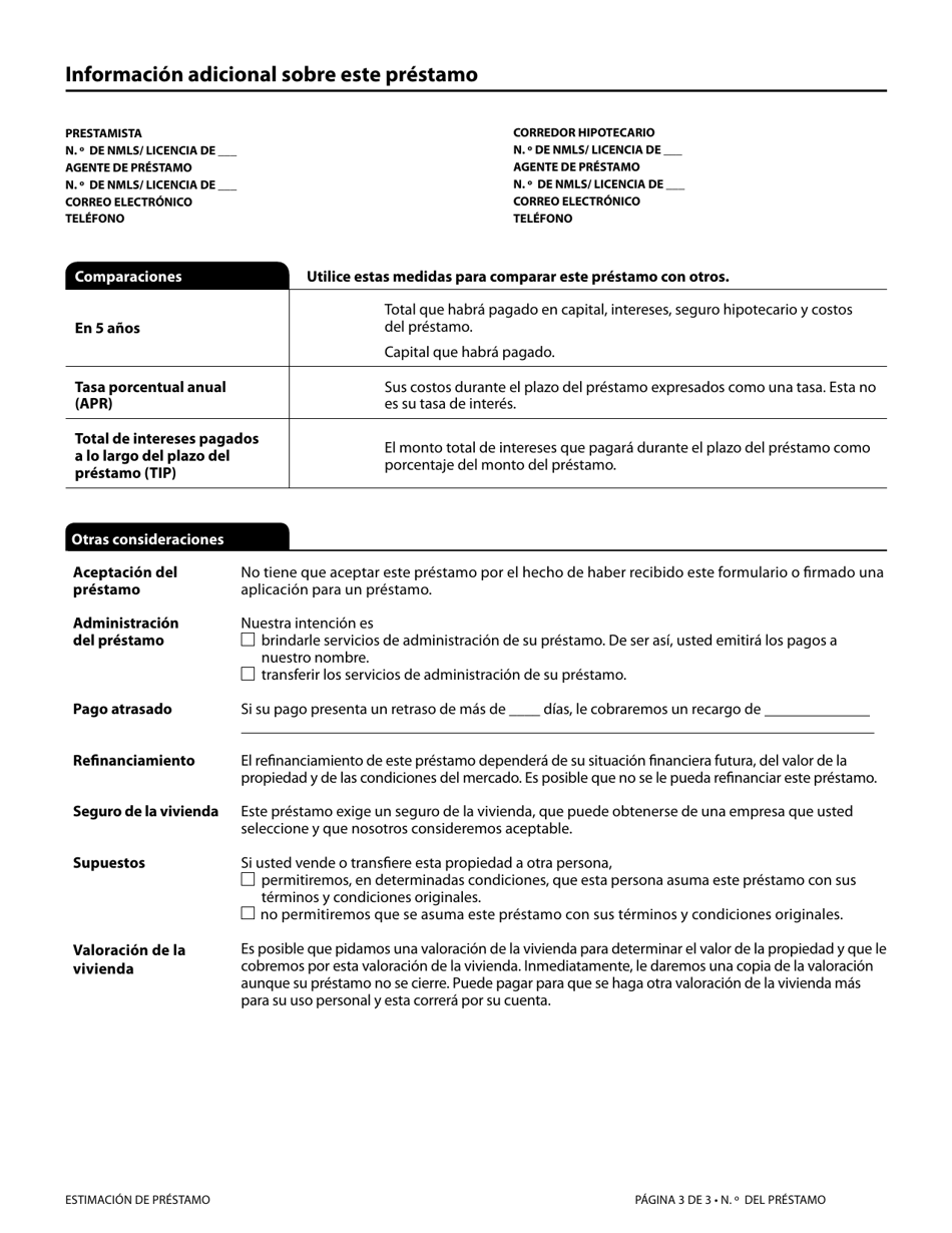Formulario H-28(A) Mortgage Loan Transaction Loan Estimate (Spanish), Page 9