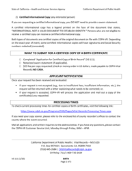 Form VS111 Application for Certified Copy of Birth Record - California, Page 2