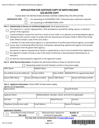 Form VS111 Application for Certified Copy of Birth Record - California, Page 3