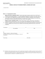 Form CalRecycle669 General Checklist of Business Permits, Licenses and Filings - California, Page 2