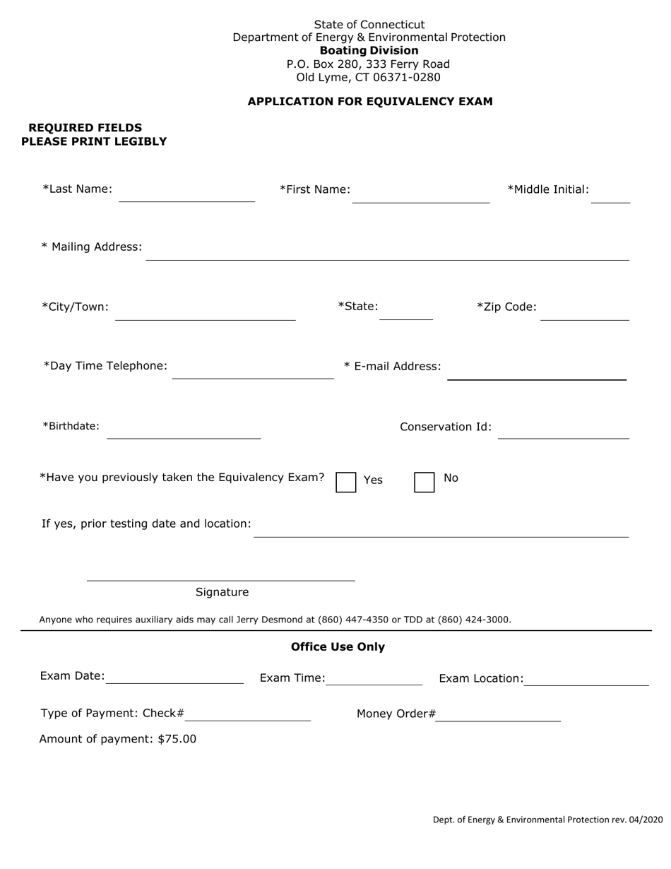 Application for Equivalency Exam - Connecticut, Page 2