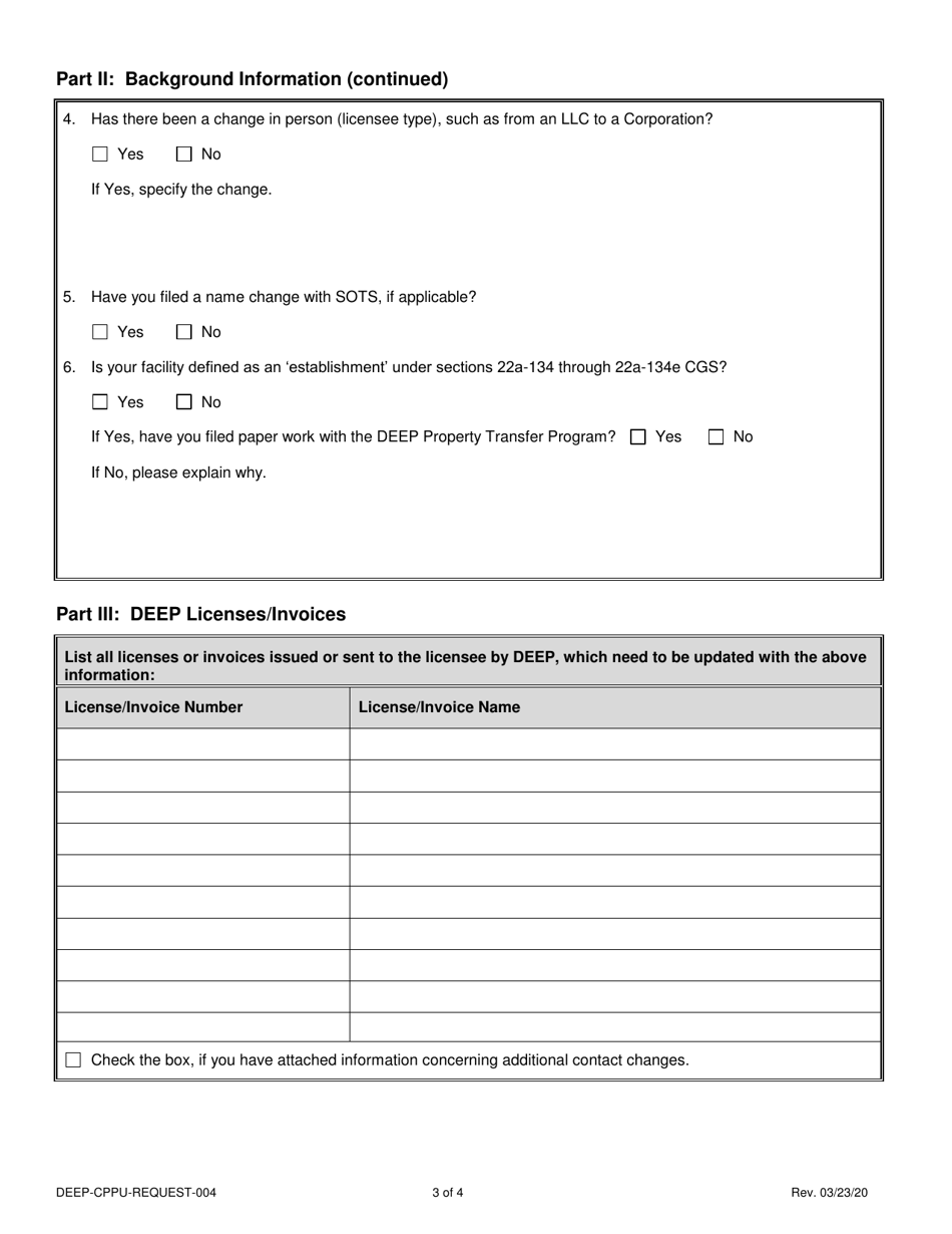 Form DEEP-CPPU-REQUEST-004 Request to Change Company / Individual Name - Connecticut, Page 3