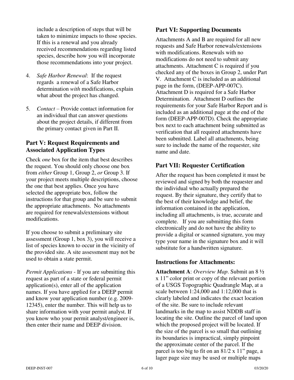 Instructions for Form DEEP-REQ-APP-007 Request for Natural Diversity Data Base (Nddb) State Listed Species Review - Connecticut, Page 6