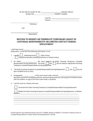 Family Law Form 12.948(D) &quot;Motion to Modify or Terminate Temporary Grant of Custodial Responsibility or Limited Contact During Deployment&quot; - Florida, Page 3