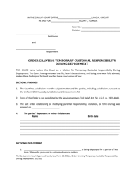 Family Law Form 12.948(C) &quot;Order Granting Temporary Custodial Responsibility During Deployment&quot; - Florida