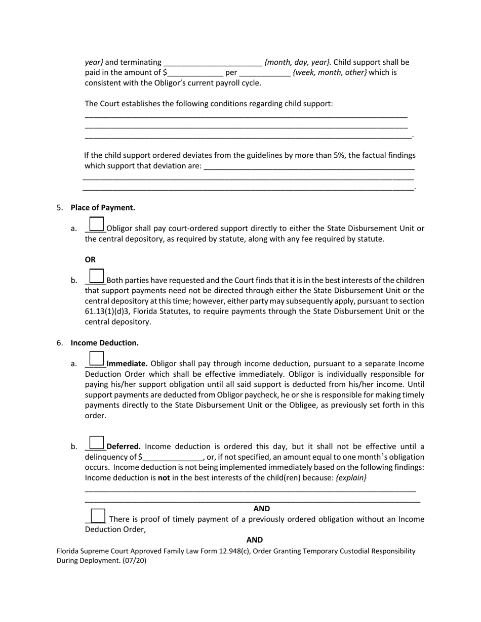 Family Law Form 12.948(C) Order Granting Temporary Custodial Responsibility During Deployment - Florida, Page 7