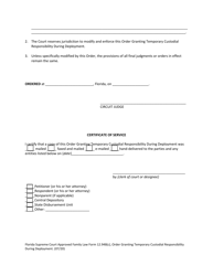 Family Law Form 12.948(C) &quot;Order Granting Temporary Custodial Responsibility During Deployment&quot; - Florida, Page 9