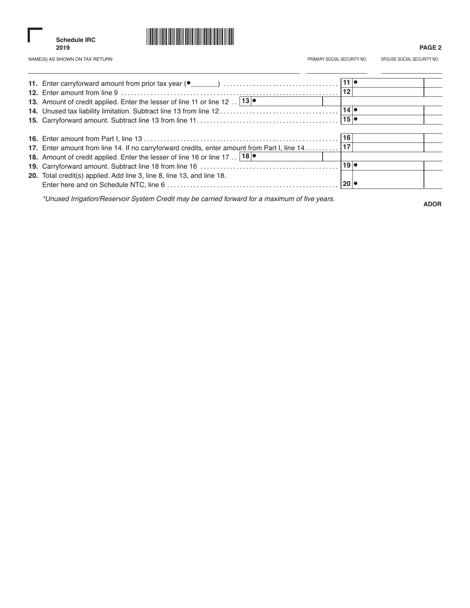 Schedule IRC Irrigation / Reservoir System Credit - Alabama, Page 2