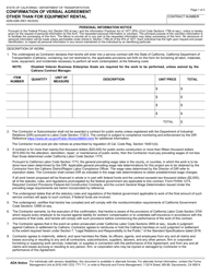 Form ADM-0366 Confirmation of Verbal Agreement Other Than for Equipment Rental - California
