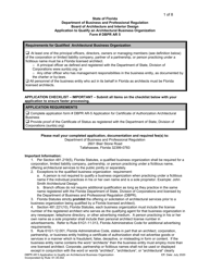 Form DBPR AR5 &quot;Application to Qualify Architectural Business Organization&quot; - Florida