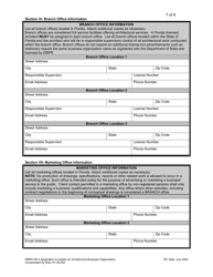 Form DBPR AR5 Application to Qualify Architectural Business Organization - Florida, Page 7