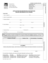 Form P-28-1 &quot;Application for Restricted Use Pesticide Dealer Representative License&quot; - Hawaii