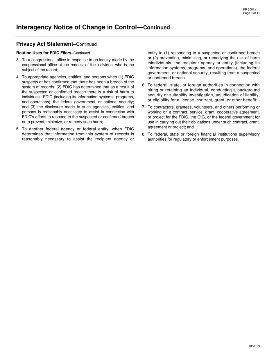 Form FR2081A Interagency Notice of Change in Bank Control, Page 3