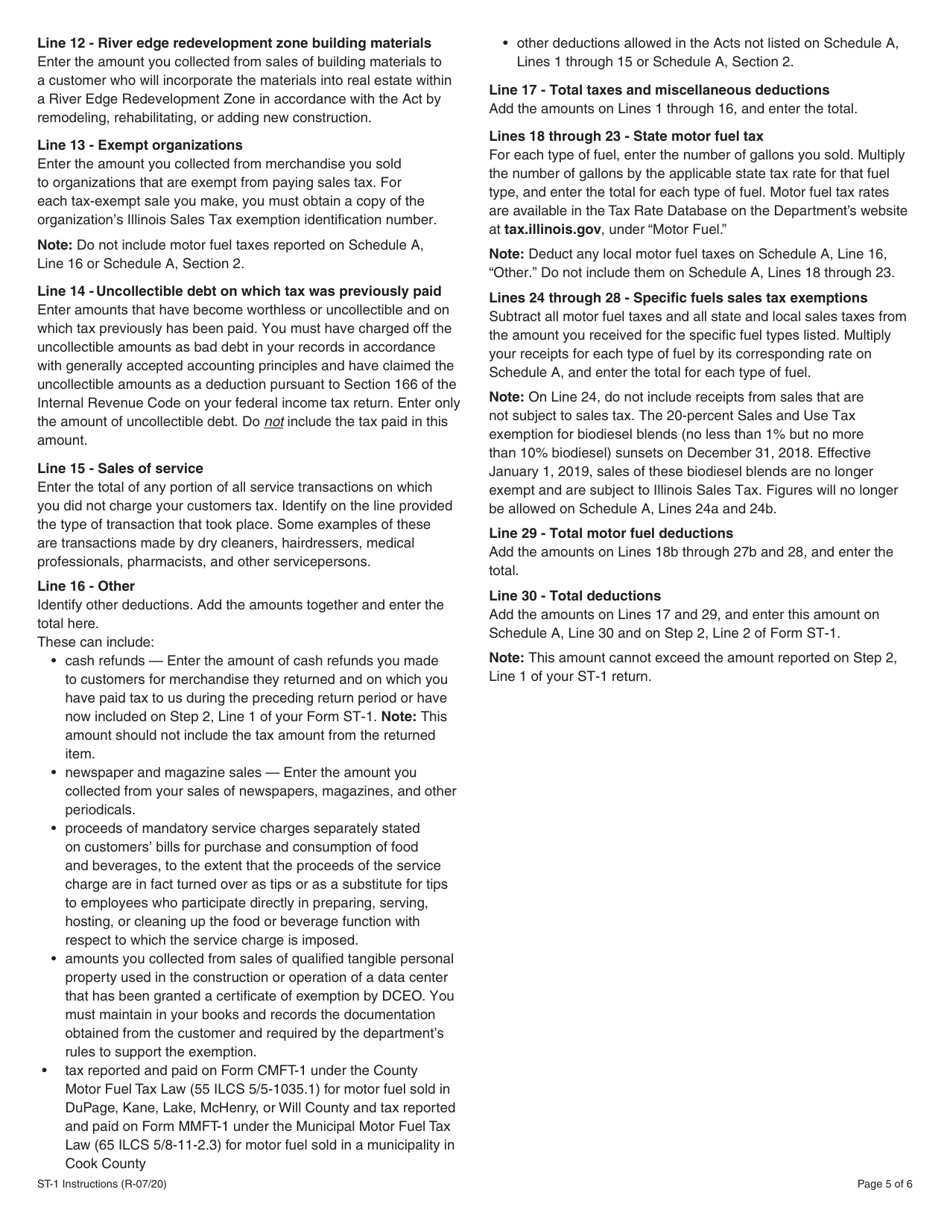 Instructions for Form ST-1, 002 Sales and Use Tax and E911 Surcharge Return - Illinois, Page 5