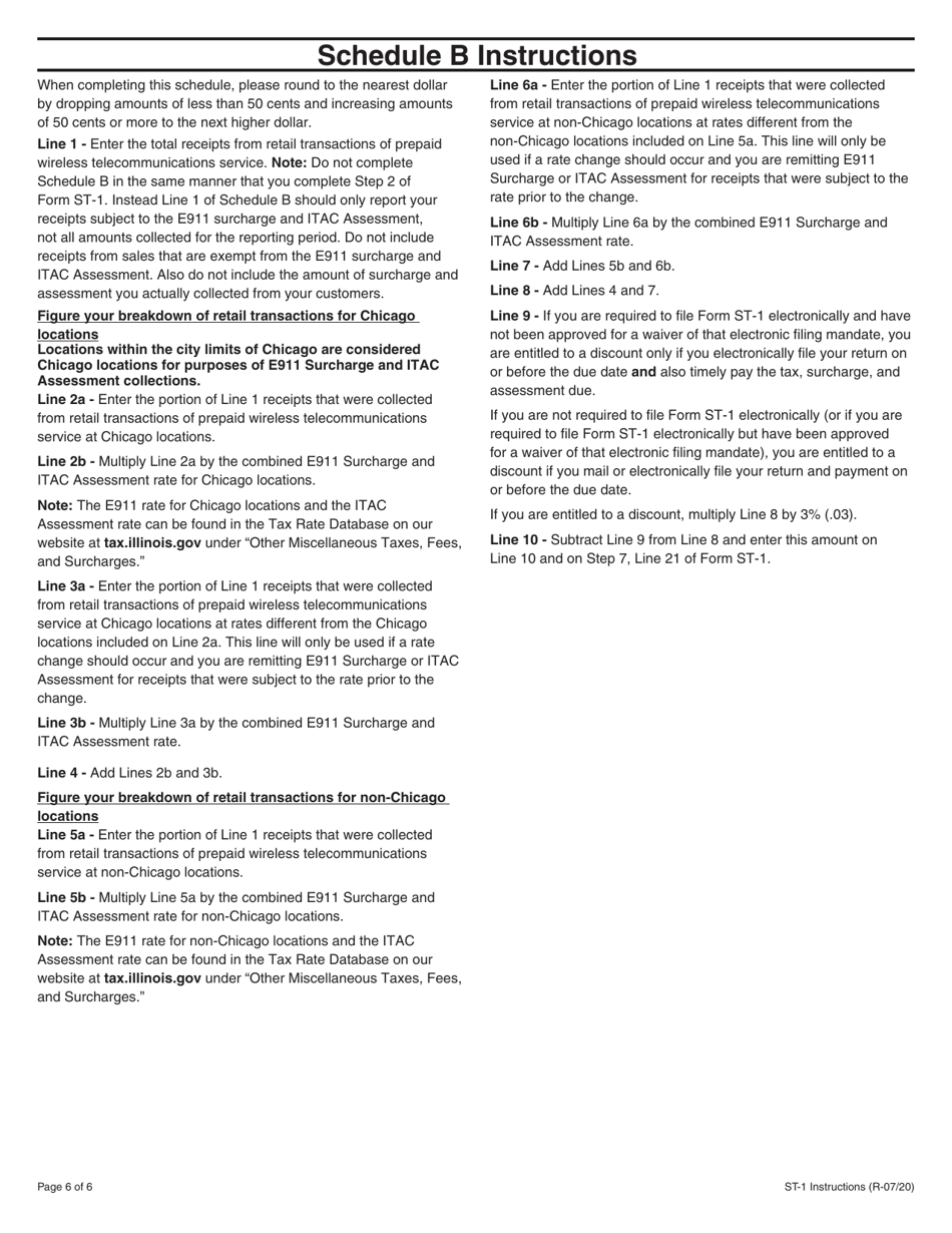 Instructions for Form ST-1, 002 Sales and Use Tax and E911 Surcharge Return - Illinois, Page 6