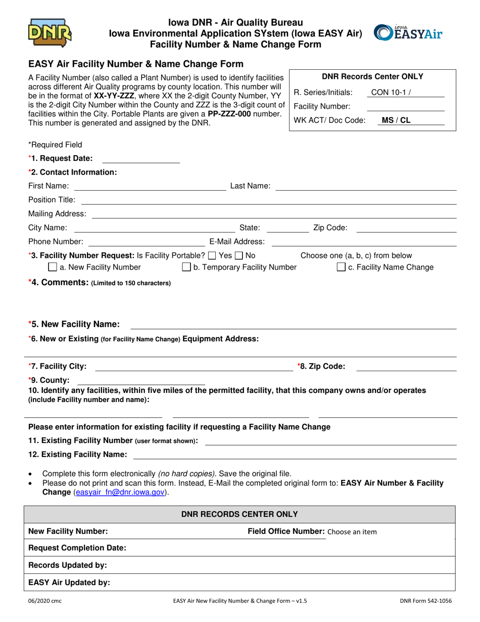 DNR Form 5421056 Download Fillable PDF or Fill Online Easy Air