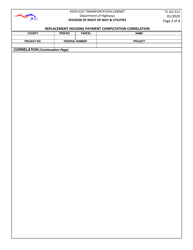 Form TC62-211 Replacement Housing Payment Computation Correlation - Kentucky, Page 2