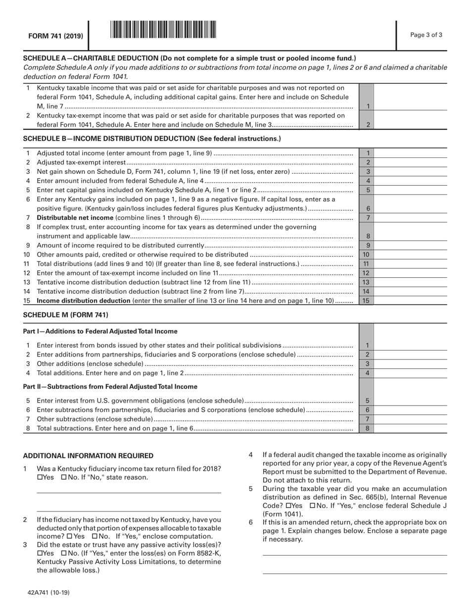 Form 741 - 2019 - Fill Out, Sign Online and Download Fillable PDF ...