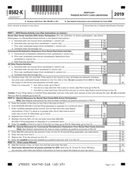 Document preview: Form 8582-K Kentucky Passive Activity Loss Limitation - Kentucky