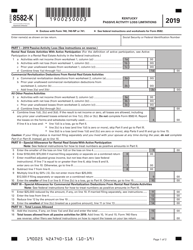 Form 8582-K Kentucky Passive Activity Loss Limitation - Kentucky