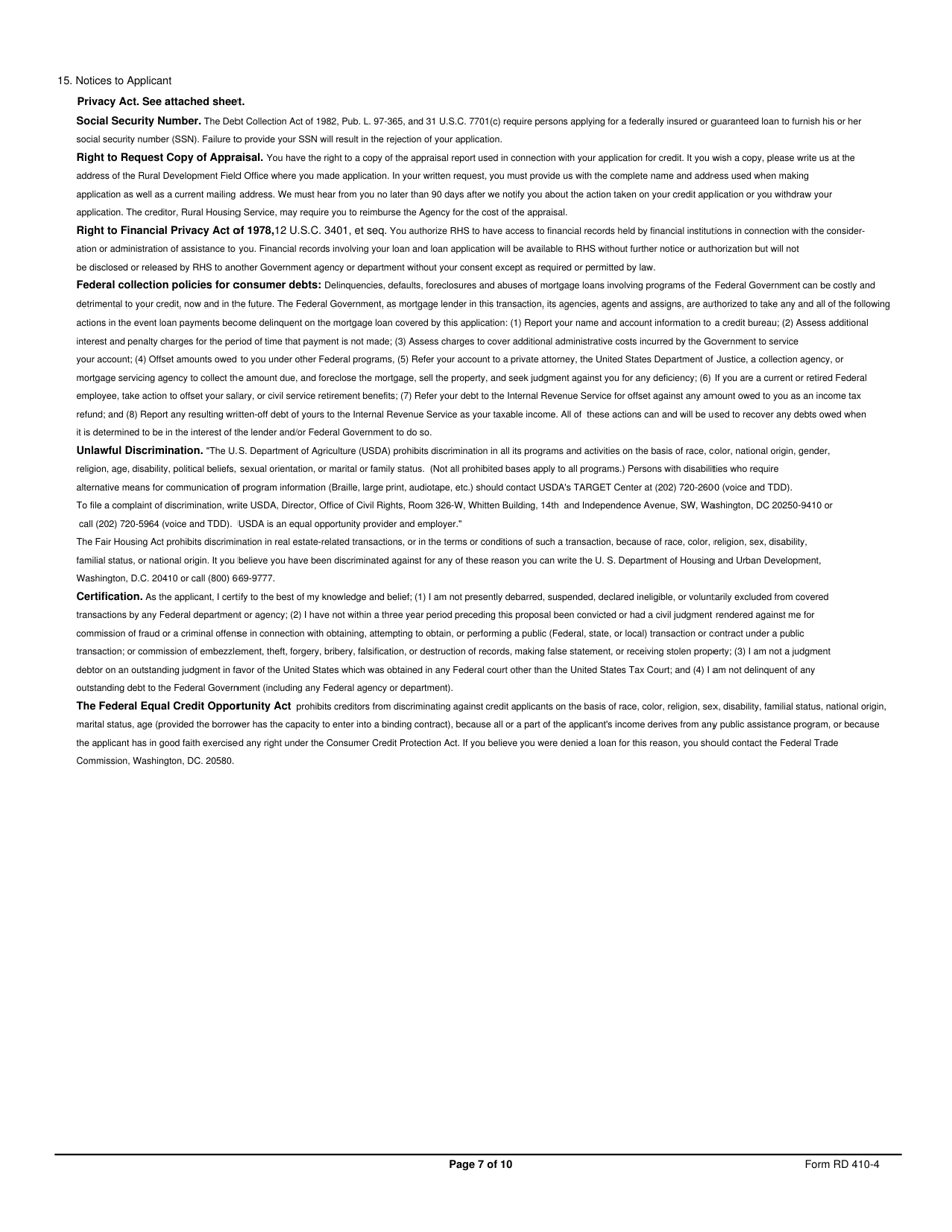 Form RD410-4 Uniform Residential Loan Application, Page 7