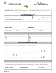 Form MVE-86 Rider Education School License Application - Maine