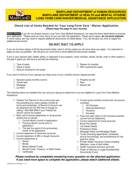 Form DHR/FIA9709 &quot;Long-Term Care/Waiver Medical Assistance Application&quot; - Maryland
