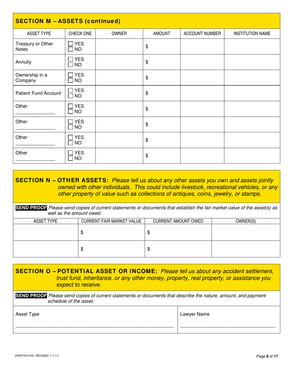 Form DHR / FIA9709 Long-Term Care / Waiver Medical Assistance Application - Maryland, Page 10