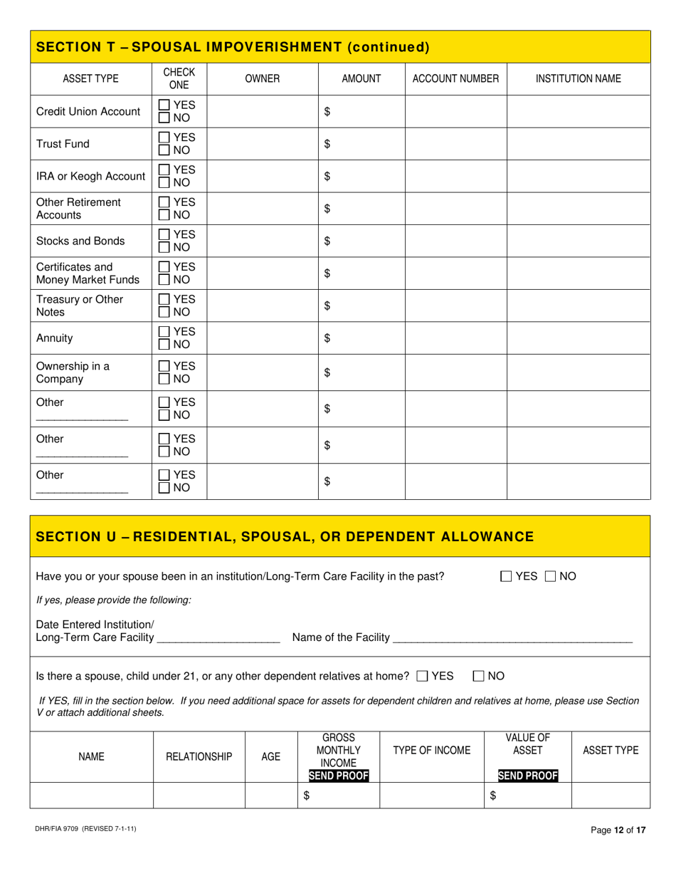 Form DHR / FIA9709 Long-Term Care / Waiver Medical Assistance Application - Maryland, Page 14