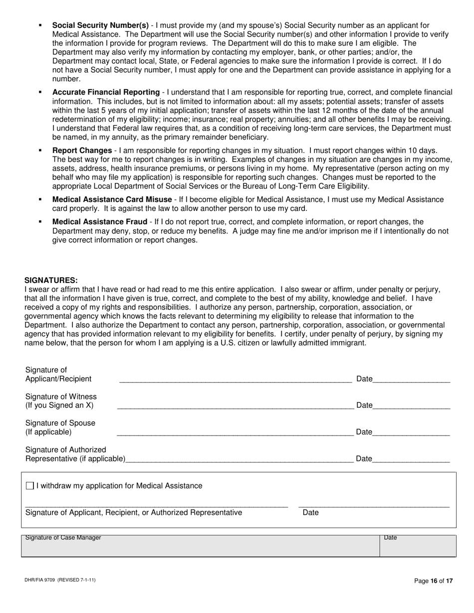 Form DHR / FIA9709 Long-Term Care / Waiver Medical Assistance Application - Maryland, Page 18