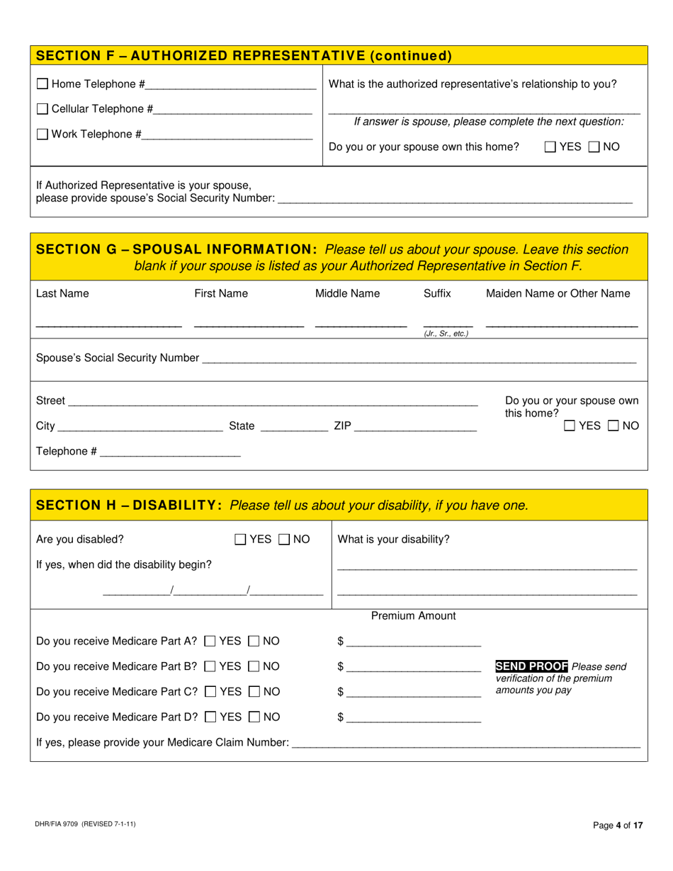 Form DHR / FIA9709 Long-Term Care / Waiver Medical Assistance Application - Maryland, Page 6