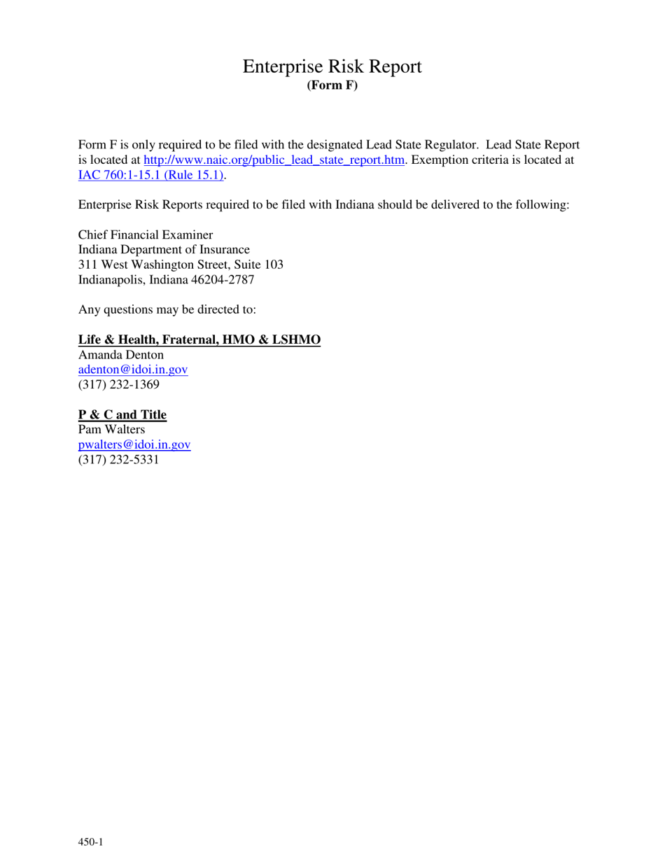 Form F Fill Out, Sign Online and Download Printable PDF, Indiana