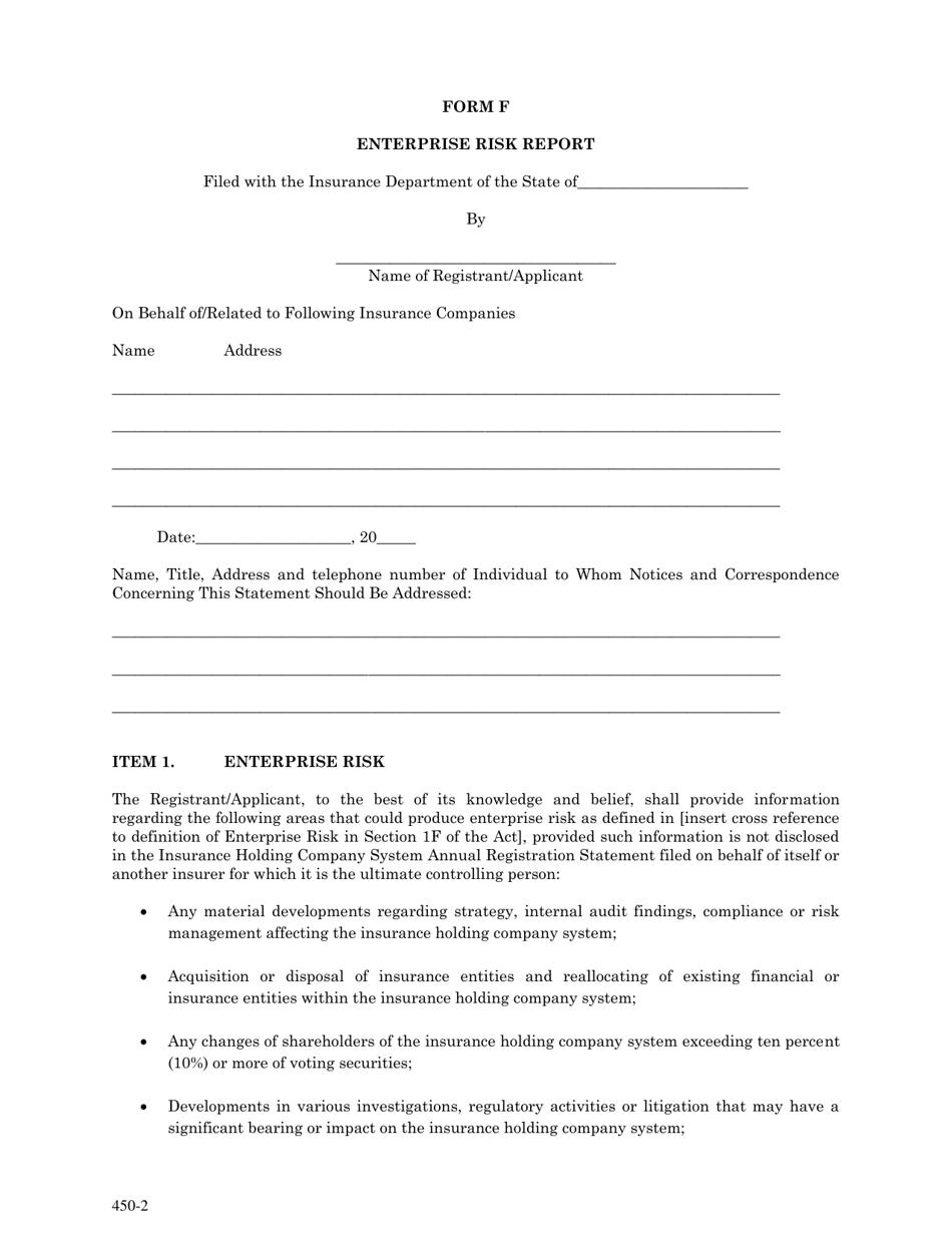 Form F Enterprise Risk Report - Indiana, Page 2