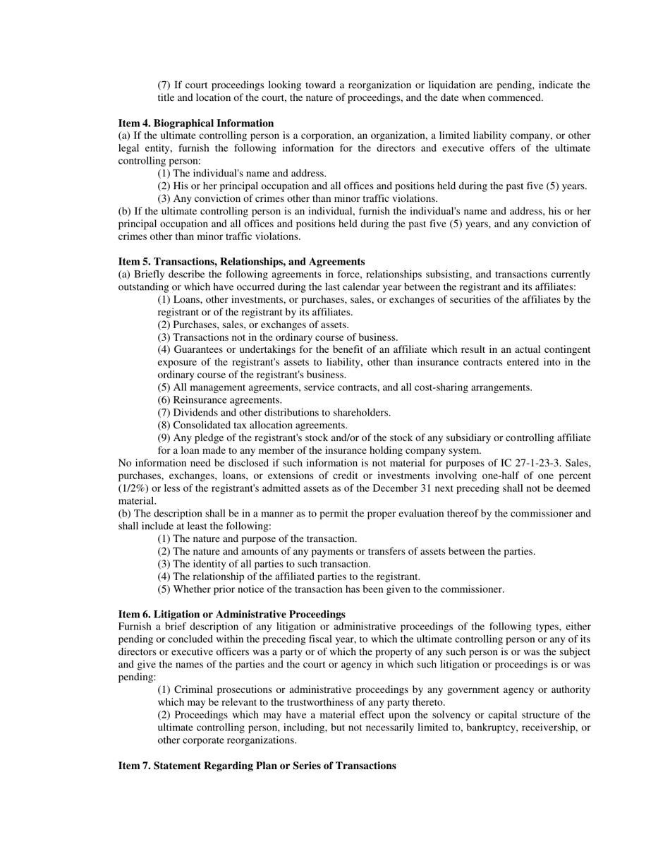 Form B Insurance Holding Company System Annual Registration Statement - Indiana, Page 3