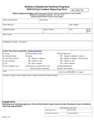 Document preview: Critical Incident Reporting Form for Children - Minnesota