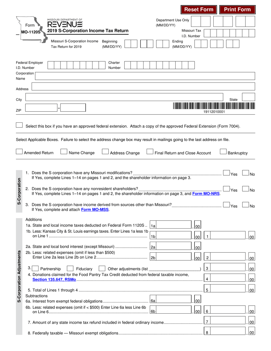 Form MO-1120S S Corporation Income Tax Return - Missouri, Page 1