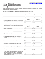 Form MO-CR Credit for Income Taxes Paid to Other States or Political Subdivisions - Missouri