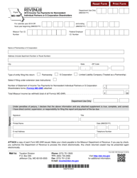 Form MO-1NR Income Tax Payments for Nonresident Individual Partners or S Corporation Shareholders - Missouri