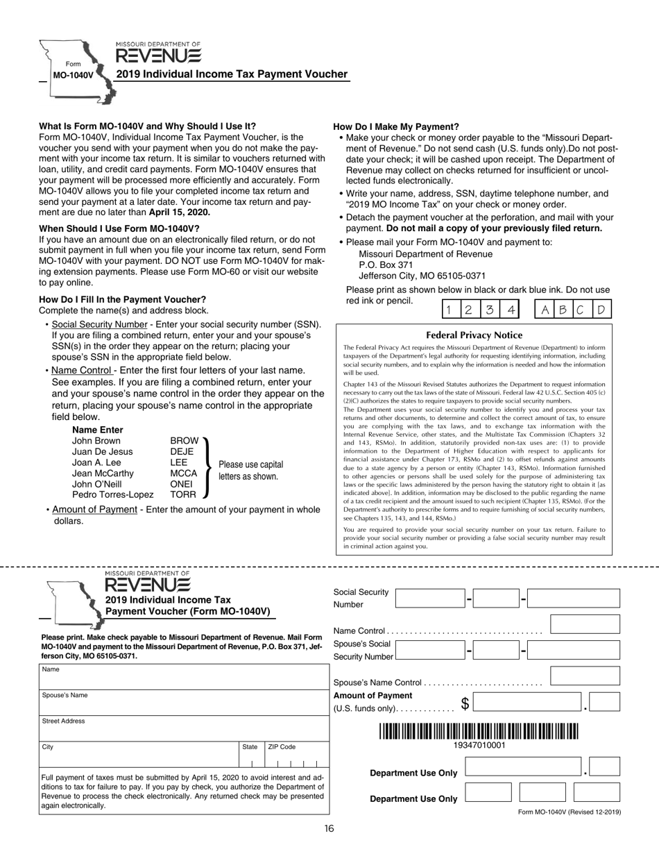 Instructions for Form MO-1040P Individual Income Tax Return and Property Tax Credit Claim / Pension Exemption - Short Form - Missouri, Page 16