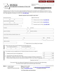 Form MO-60 &quot;Application for Extension of Time to File&quot; - Missouri, 2019