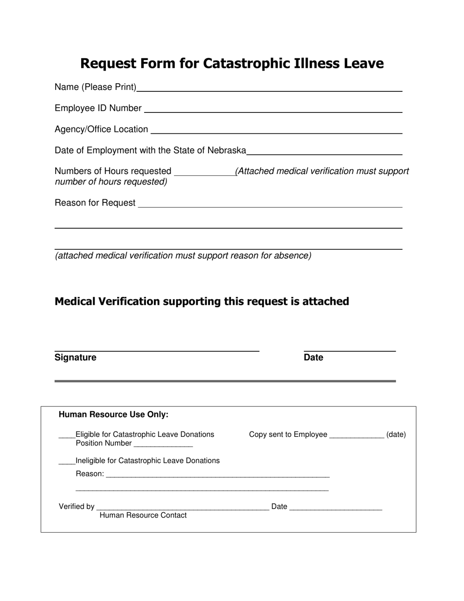 Request Form for Catastrophic Illness Leave - Nebraska, Page 1