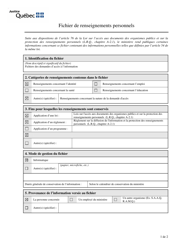 Document preview: Fichiers DES Demandes D'acces a L'information - Quebec, Canada (French)