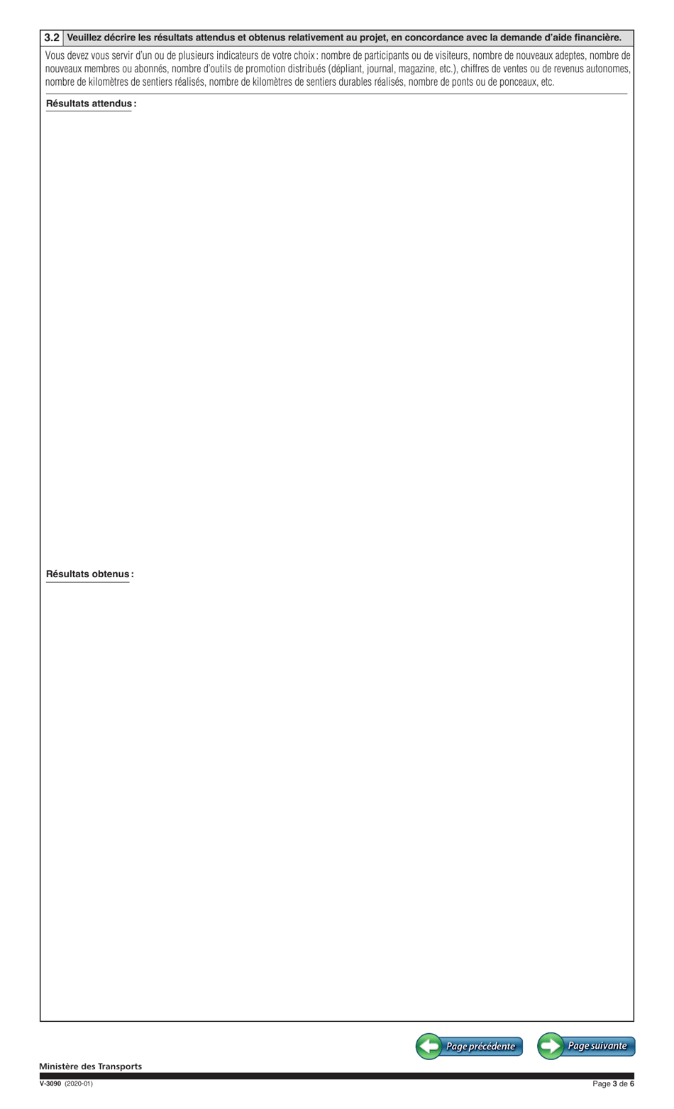 Forme V-3090 Rapport Final - Quebec, Canada (French), Page 3