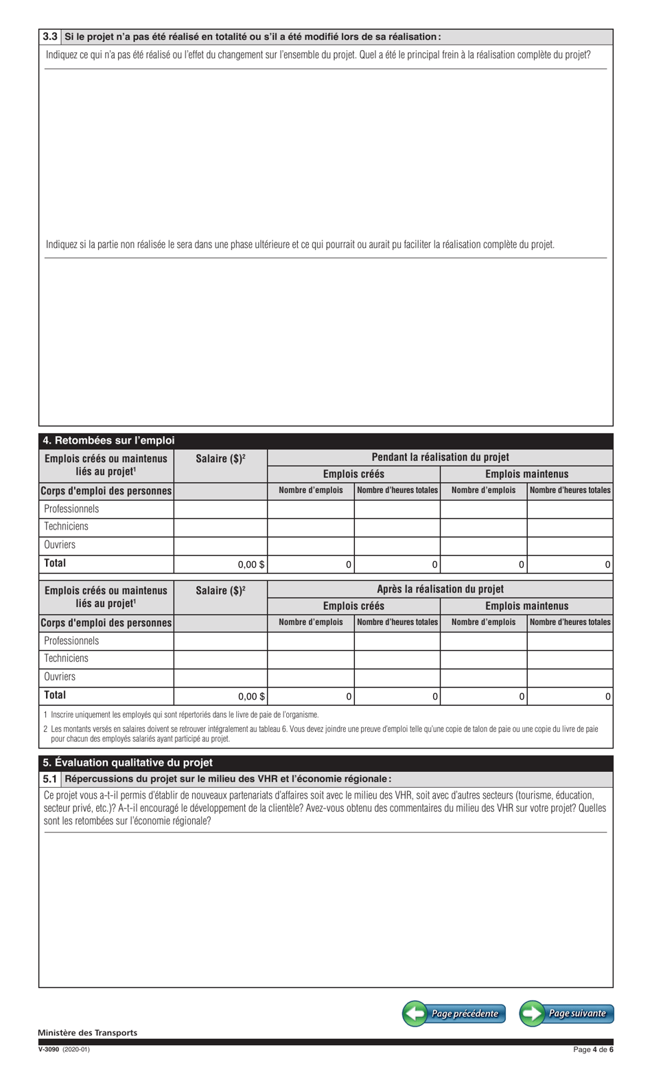 Forme V-3090 Rapport Final - Quebec, Canada (French), Page 4