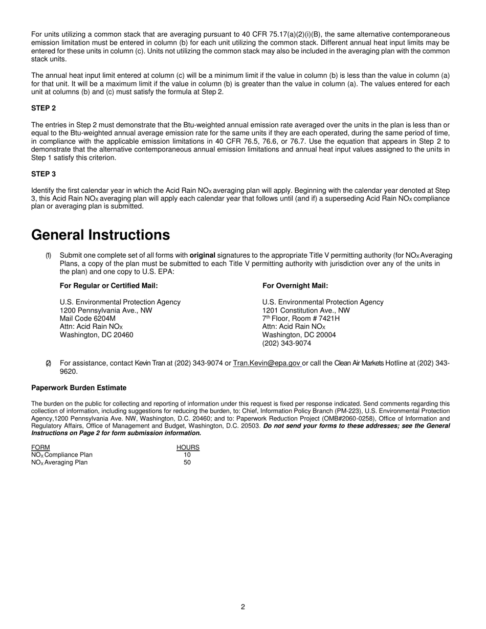 EPA Form 7610-28 Acid Rain Nox Compliance Plan, Page 4