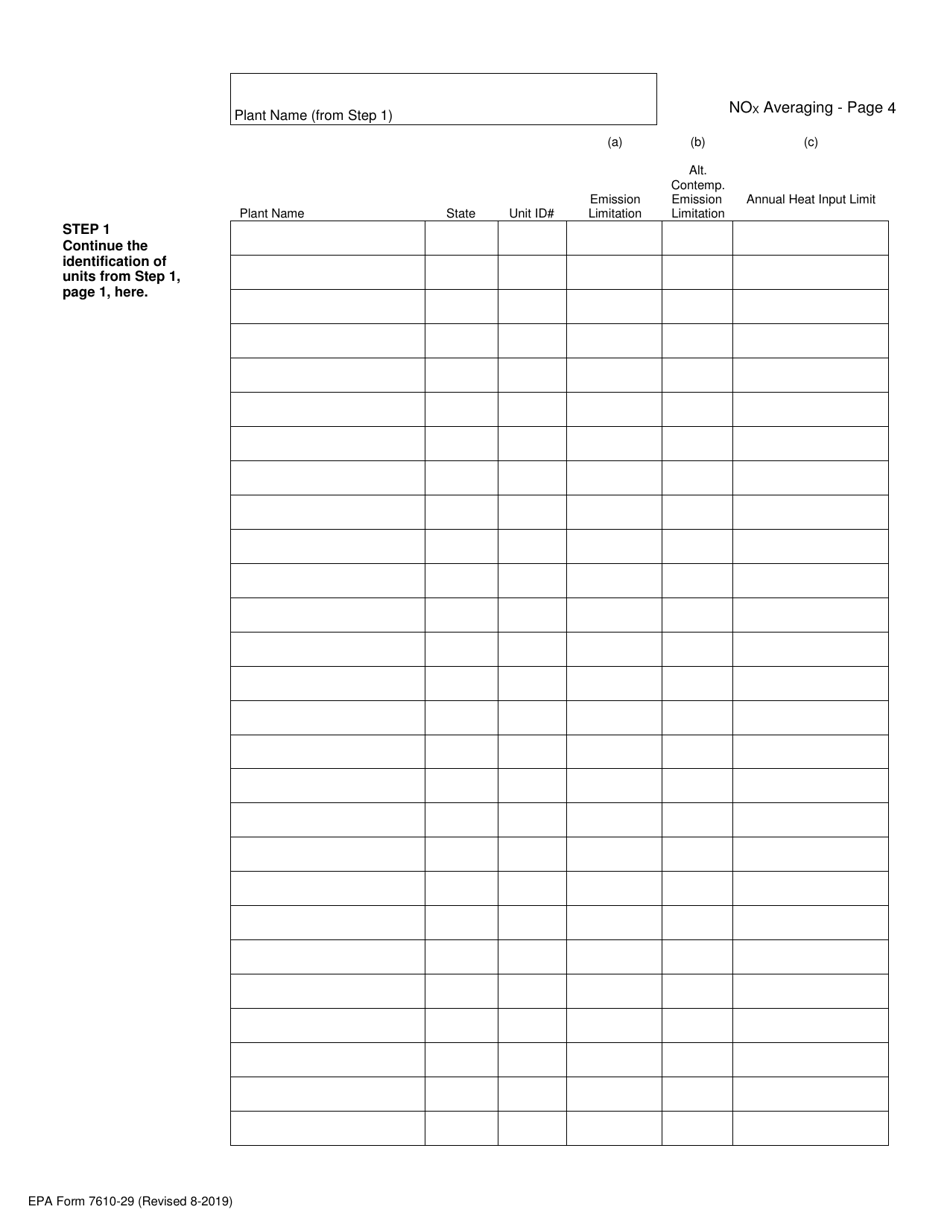 EPA Form 7610-29 Acid Rain Nox Averaging Plan, Page 4