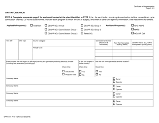 EPA Form 7610-1 Certificate of Representation, Page 2